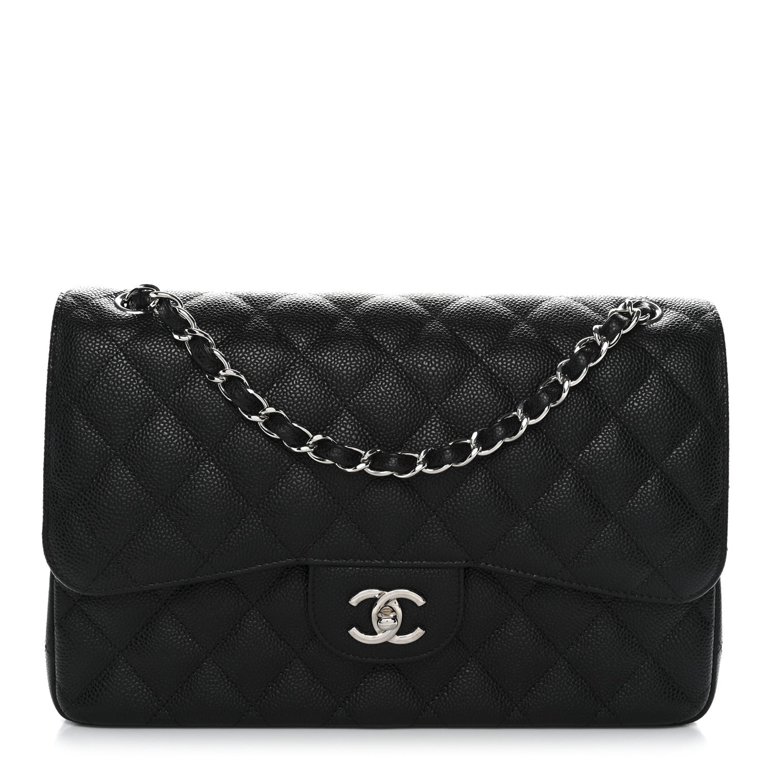 Caviar Quilted Jumbo Double Flap Black