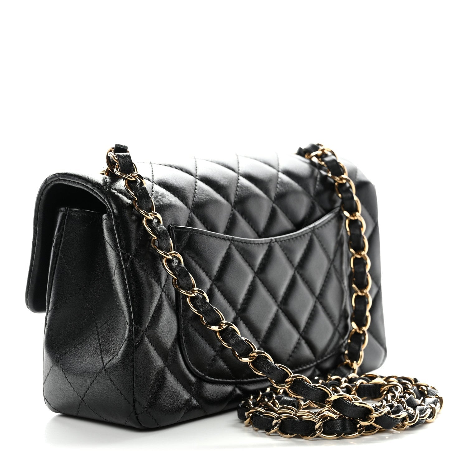 Lambskin Quilted Mini Rectangular Flap Black