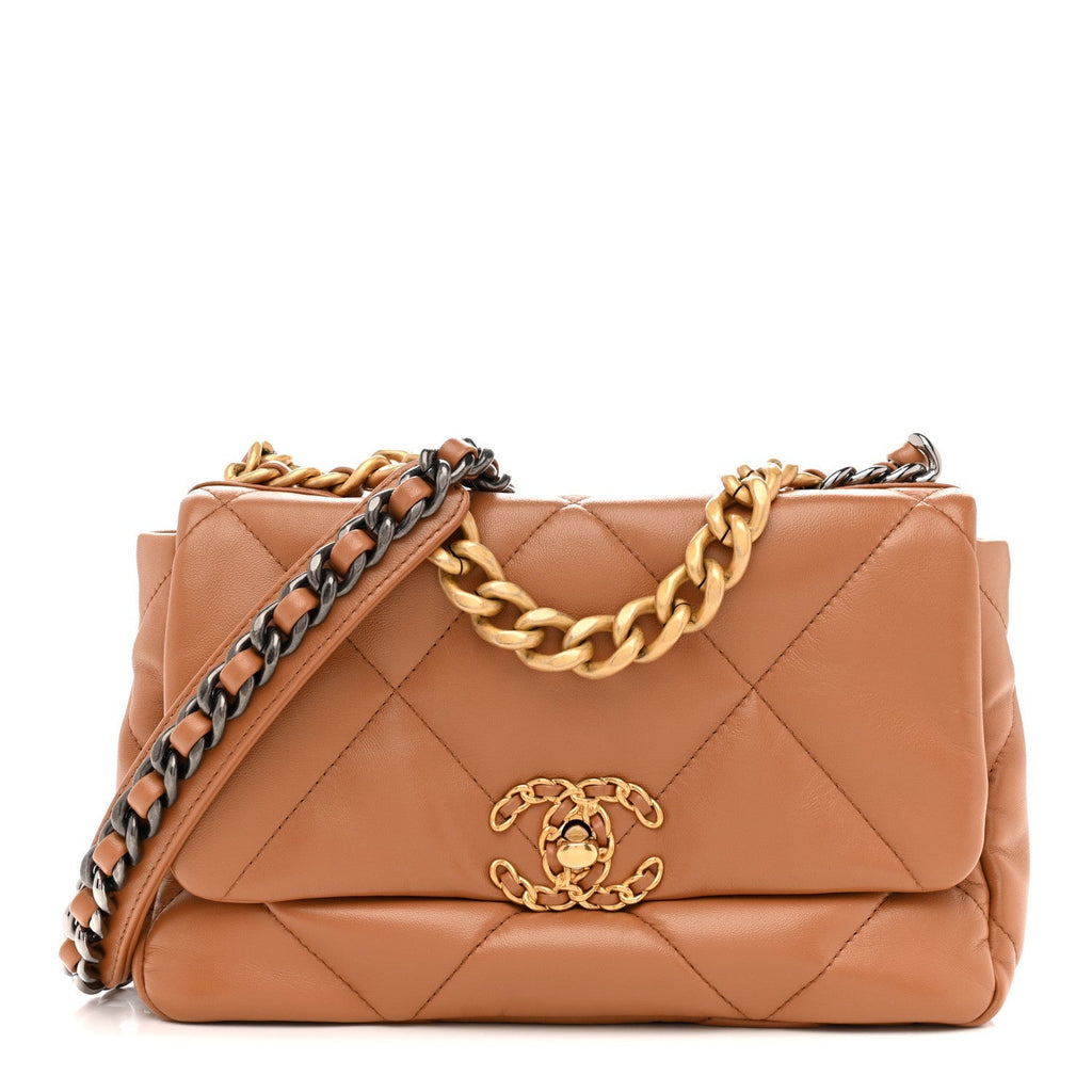 Lambskin Quilted Medium Chanel 19 Flap Brown