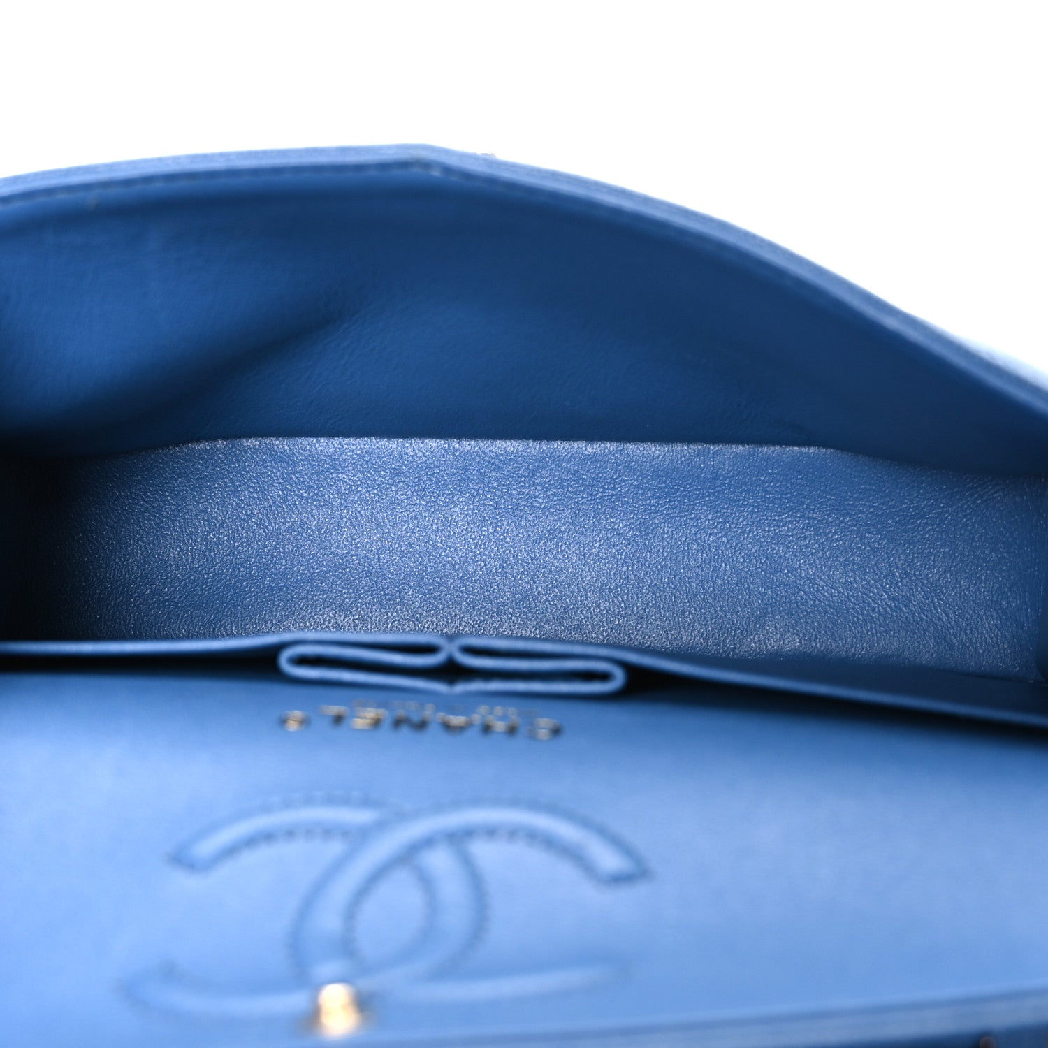 Caviar Quilted Medium Double Flap Blue