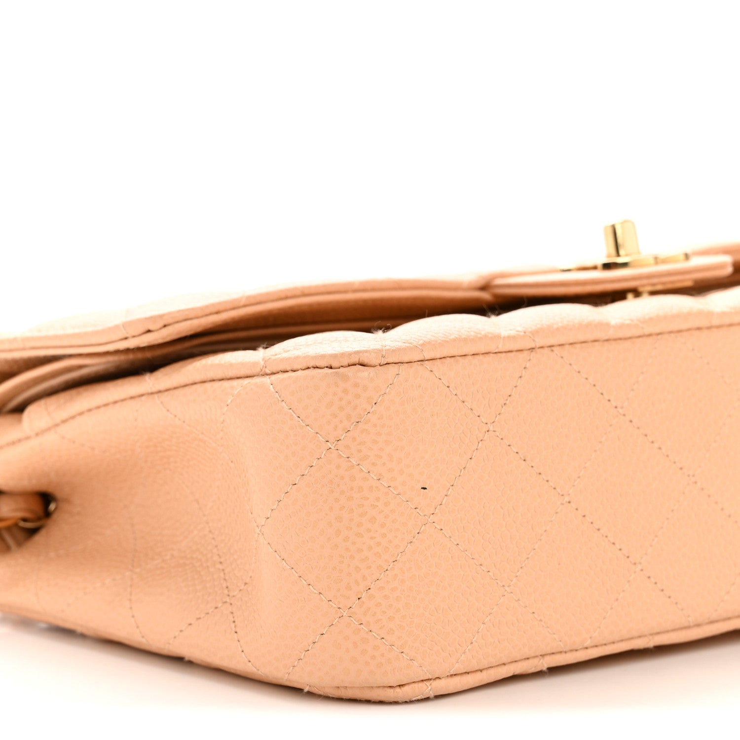 Caviar Quilted Medium Double Flap Beige Clair