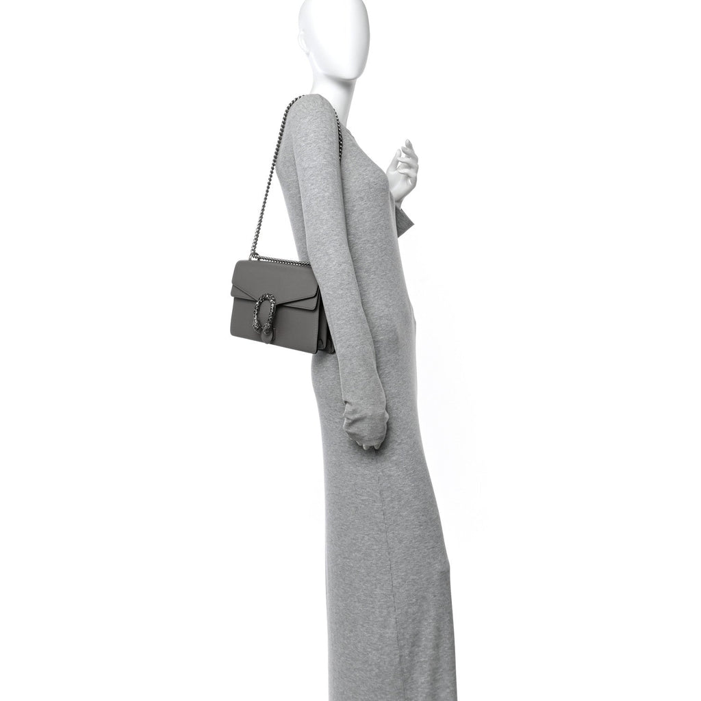 Pebbled Calfskin Small Dionysus Shoulder Bag Dusty Grey