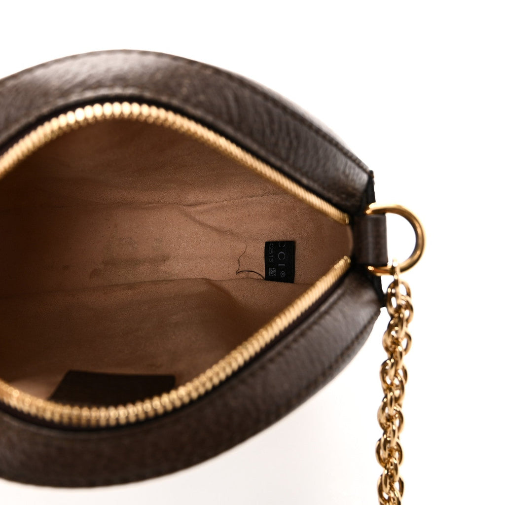GG Supreme Monogram Web Mini Ophidia Round Shoulder Bag Brown
