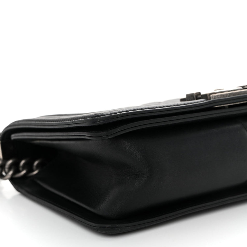 Lambskin Quilted Medium Boy Flap Black