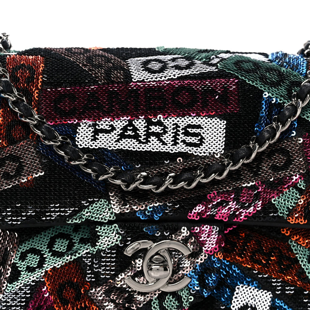 Sequin Logo Small Flap Ruthenium Multicolor