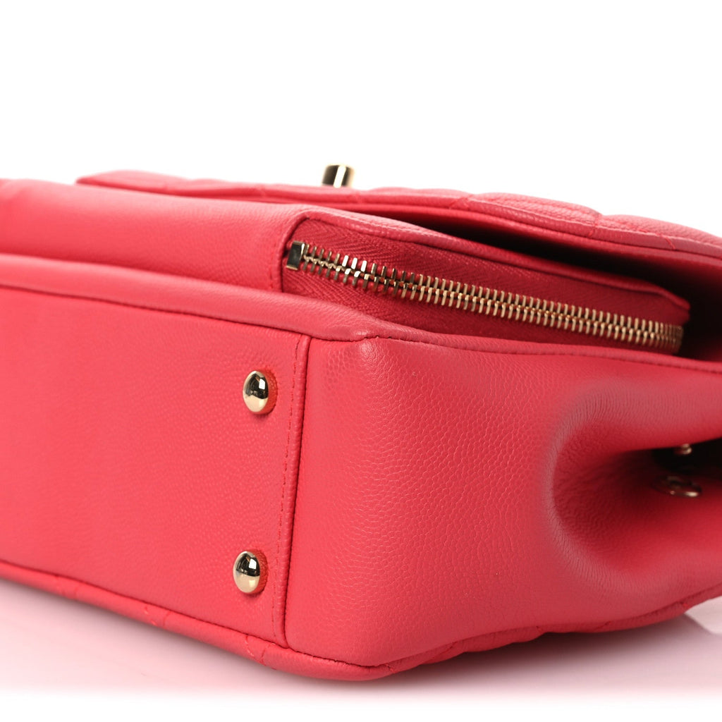 Caviar Quilted Small Business Affinity Flap Dark Pink