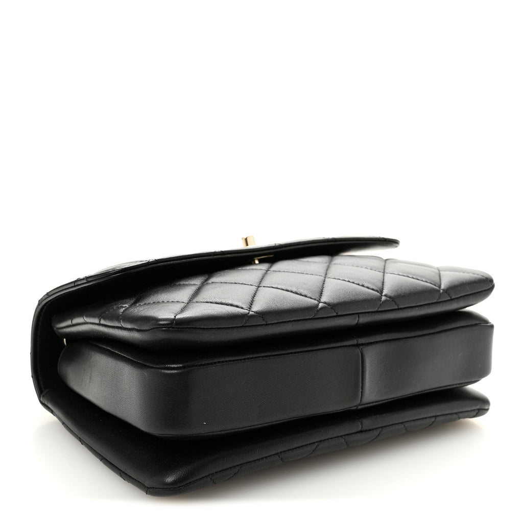 Lambskin Quilted Small Trendy CC Dual Handle Flap Bag Black