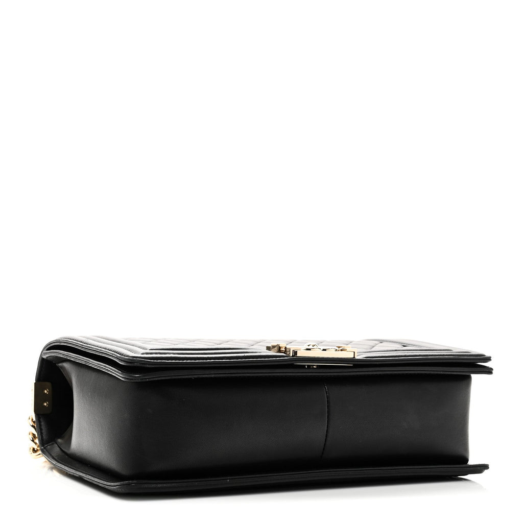Lambskin Quilted New Medium Boy Flap Black