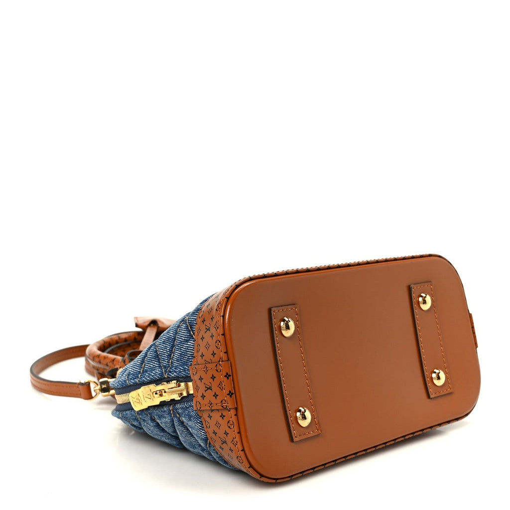 Denim Calfskin Reverse Monogram Malletage Alma BB Blue