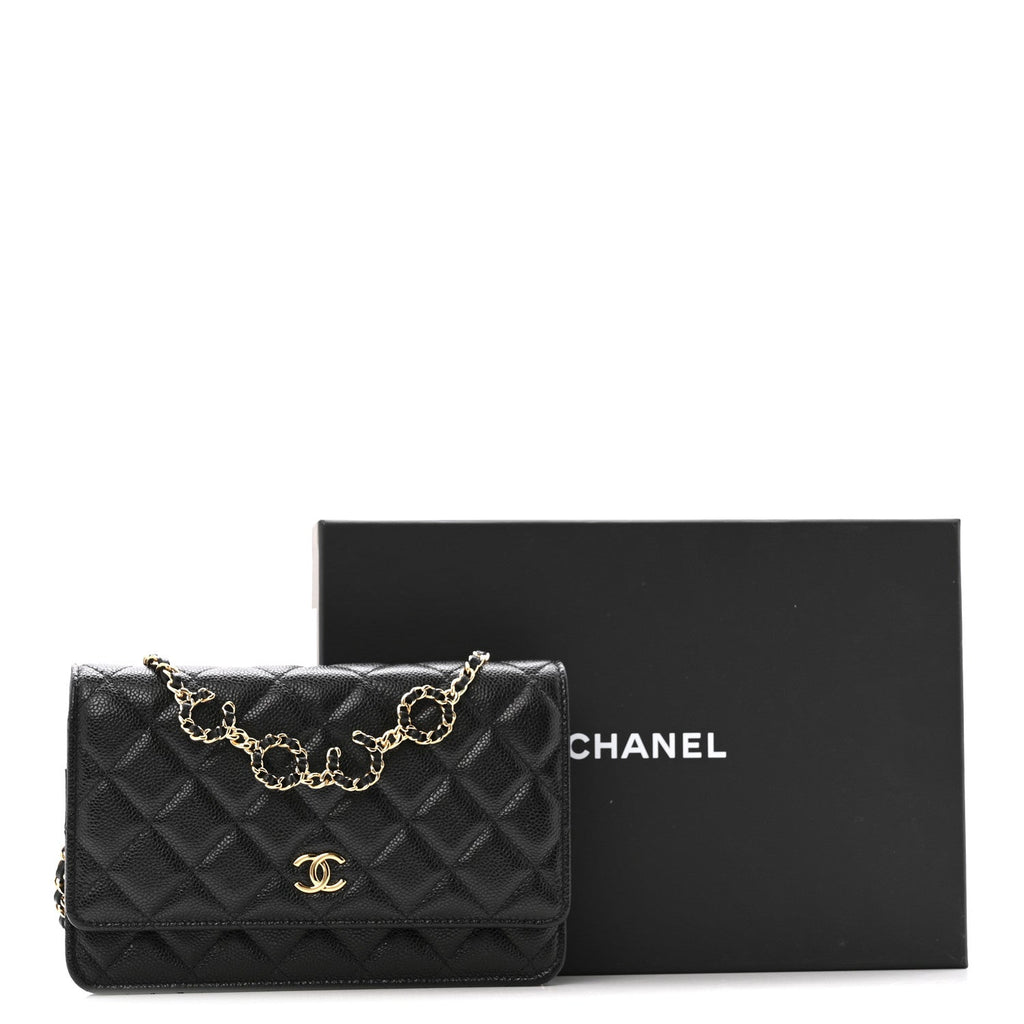 Caviar Quilted Miss Coco Wallet On Chain WOC Black