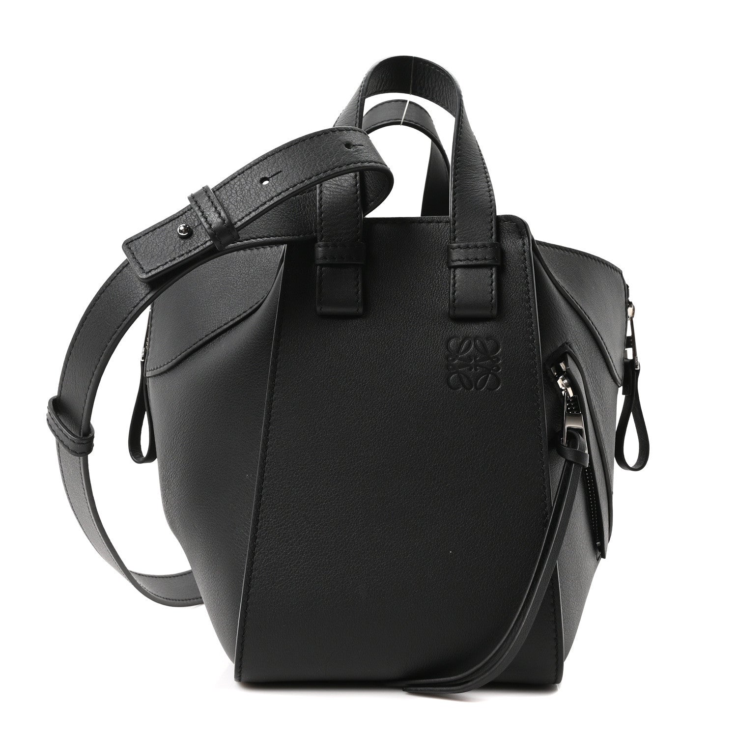 Soft Grained Calfskin Compact Hammock Shoulder Bag Black