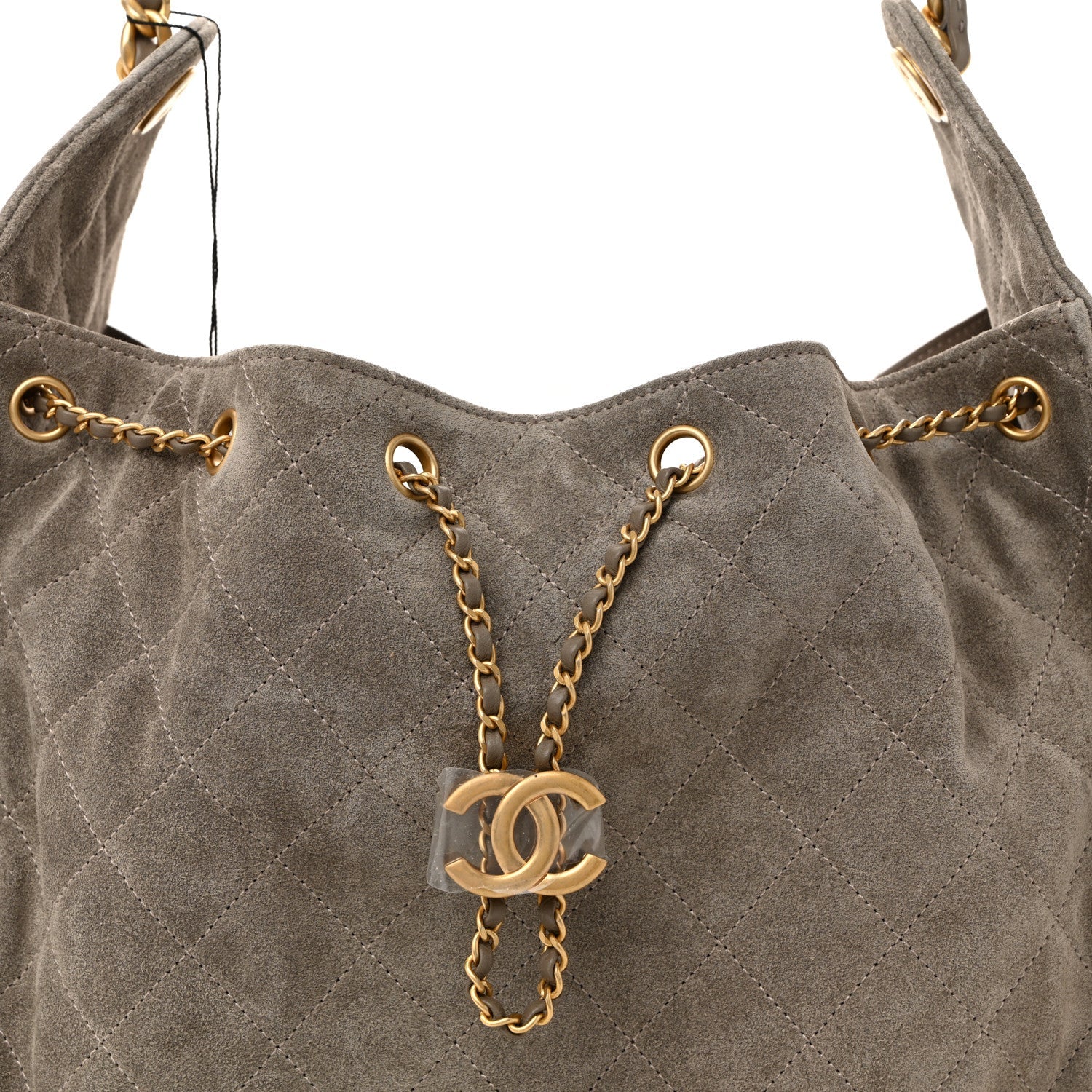 Suede Quilted Medium Chanel 25 Handbag Grey