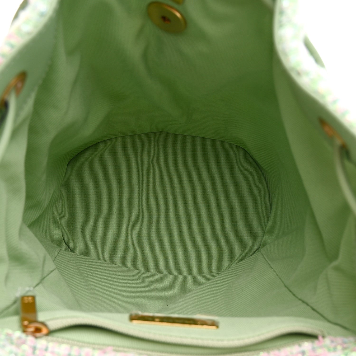 Tweed Quilted Chanel 19 Backpack Green Pink