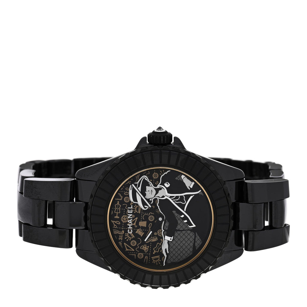 Stainless Steel Ceramic 38mm J12 Limited Edition Mademoiselle Couture Automatic Watch Black