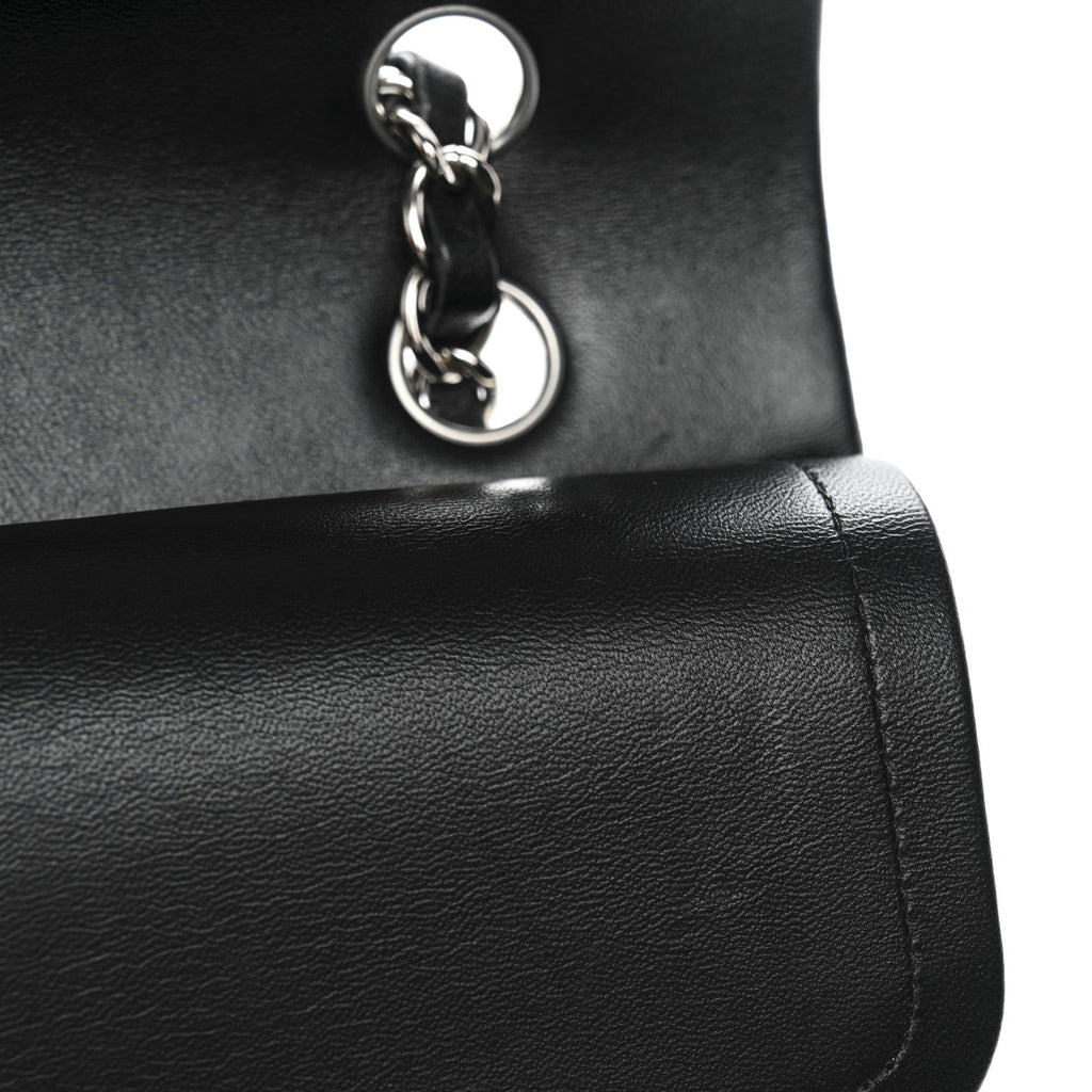 Lambskin Quilted Medium Double Flap Black