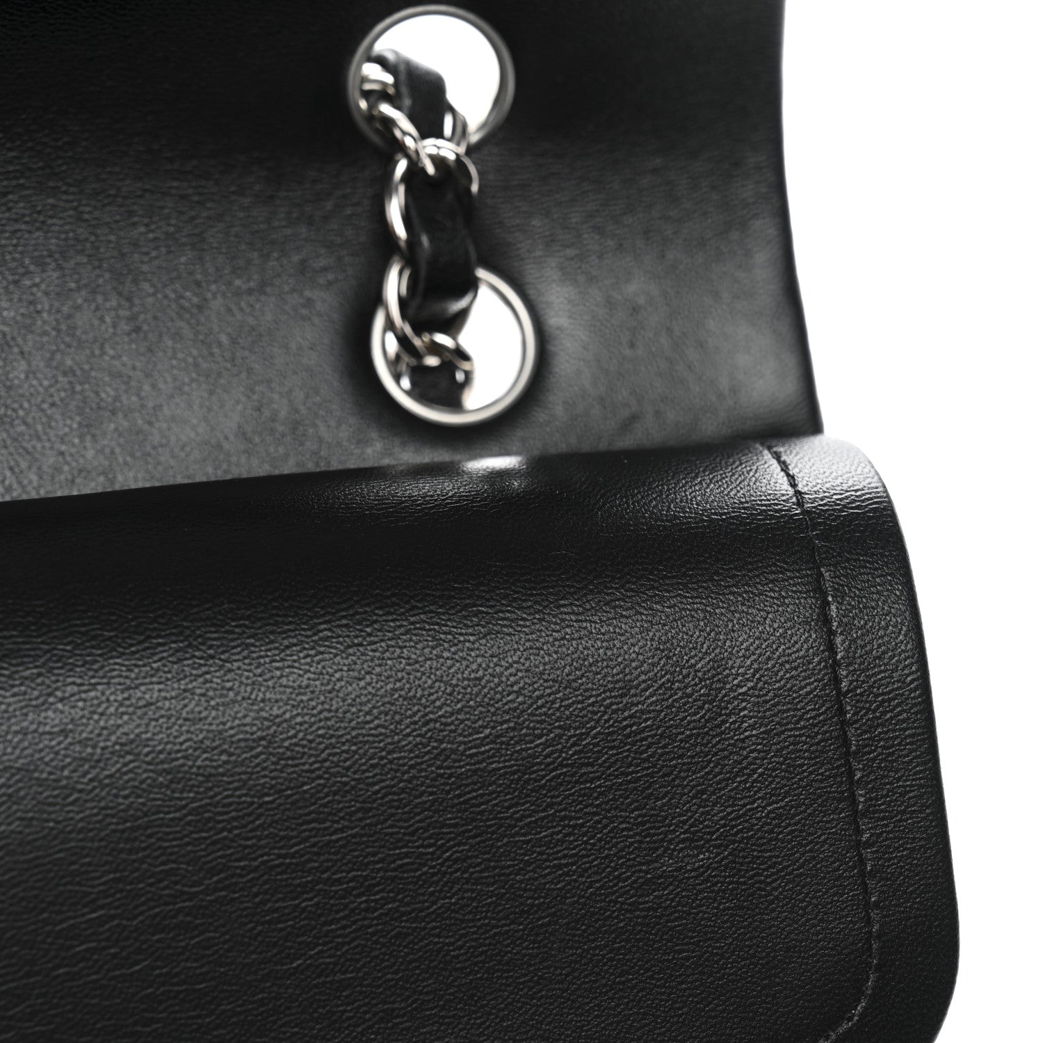 Lambskin Quilted Medium Double Flap Black