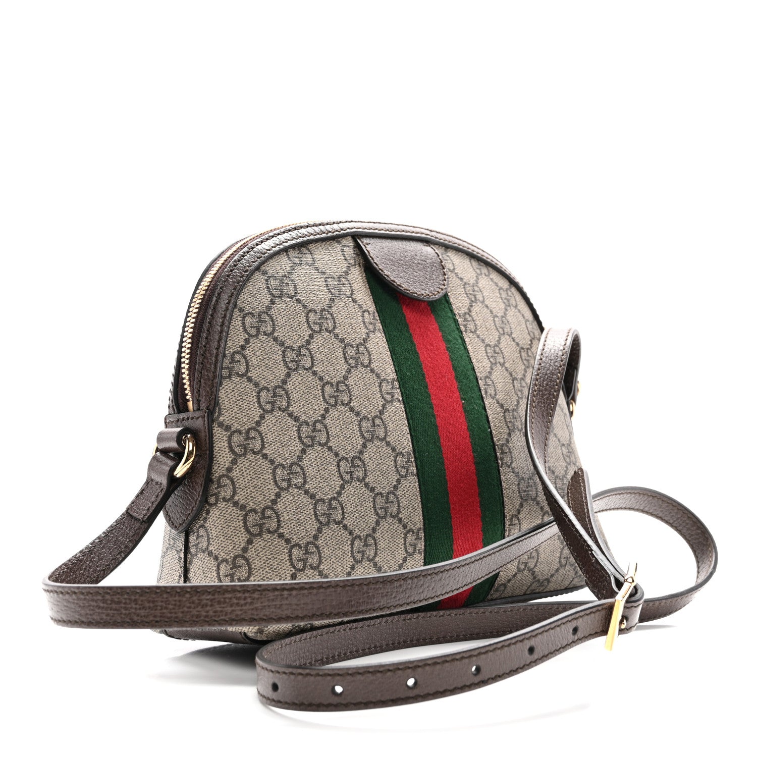 GG Supreme Monogram Textured Dollar Calfskin Web Small Ophidia Dome Shoulder Bag Beige Ebony New Acero