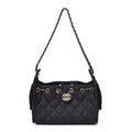 Denim Quilted Mini Chanel 25 Handbag Dark Blue