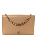Dollar Calfskin Enamel Monochrome Mini GG Marmont Chain Wallet Camelia