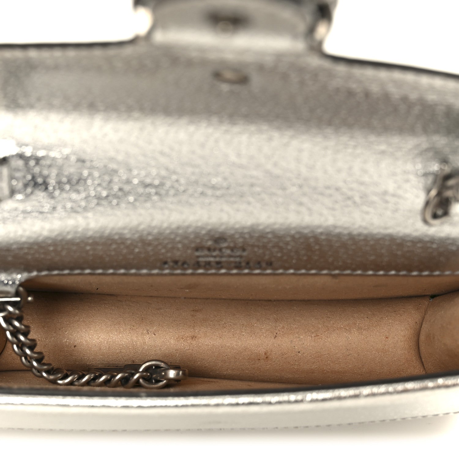 Metallic Calfskin Super Mini Dionysus Shoulder Bag Silver