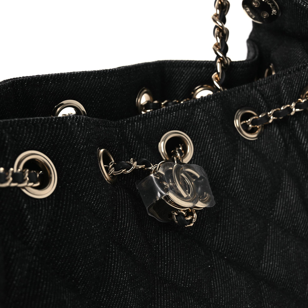 Denim Quilted Mini Chanel 25 Handbag Dark Blue