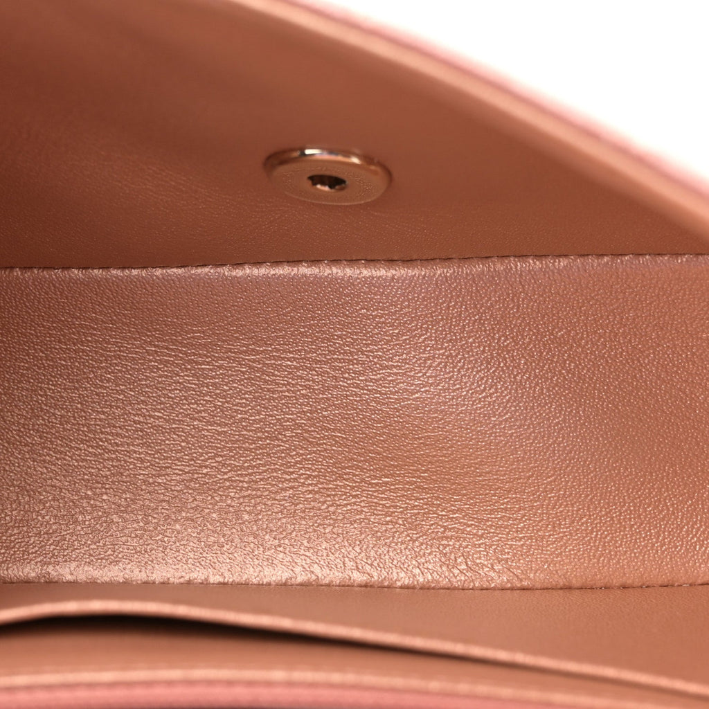 Metallic Lambskin Quilted Ombre Mini Rectangular Flap Pink