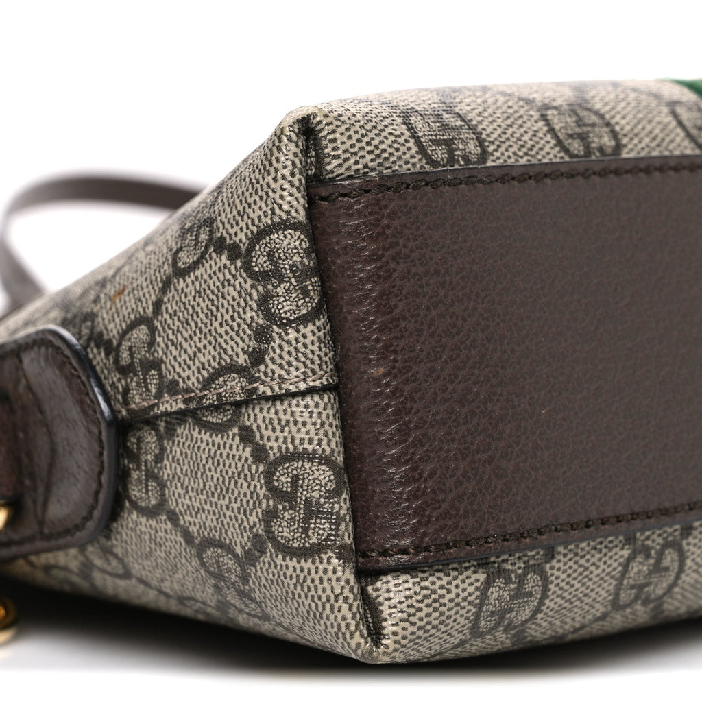 GG Supreme Monogram Textured Dollar Calfskin Web Small Ophidia Dome Shoulder Bag Beige Ebony New Acero