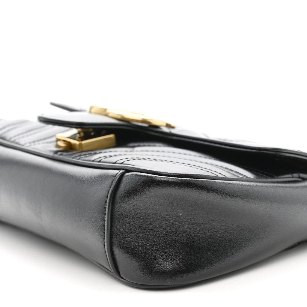 Calfskin Matelasse Mini GG Marmont Shoulder Bag Black