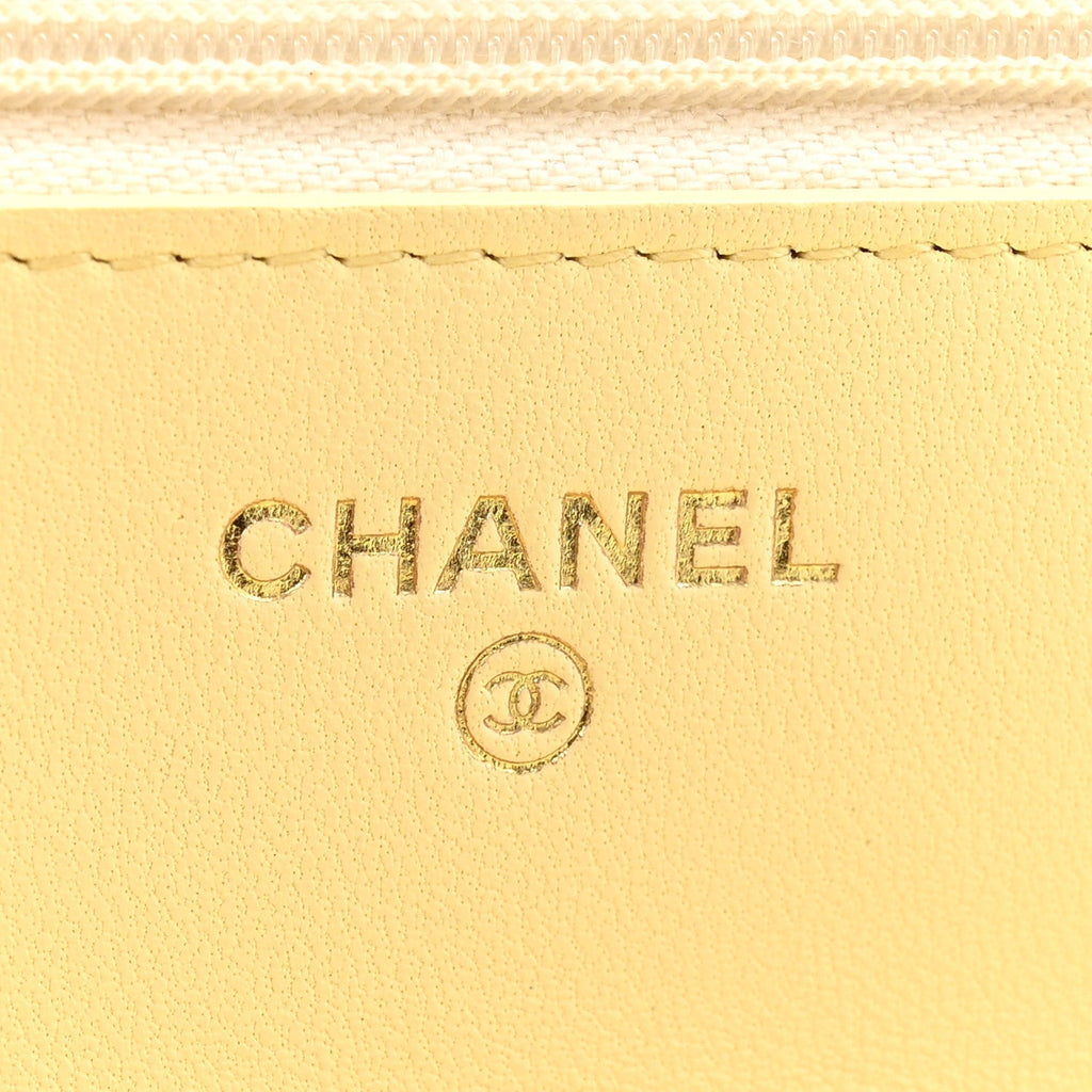 Lambskin Quilted Sweet Camellia Wallet on Chain WOC Yellow