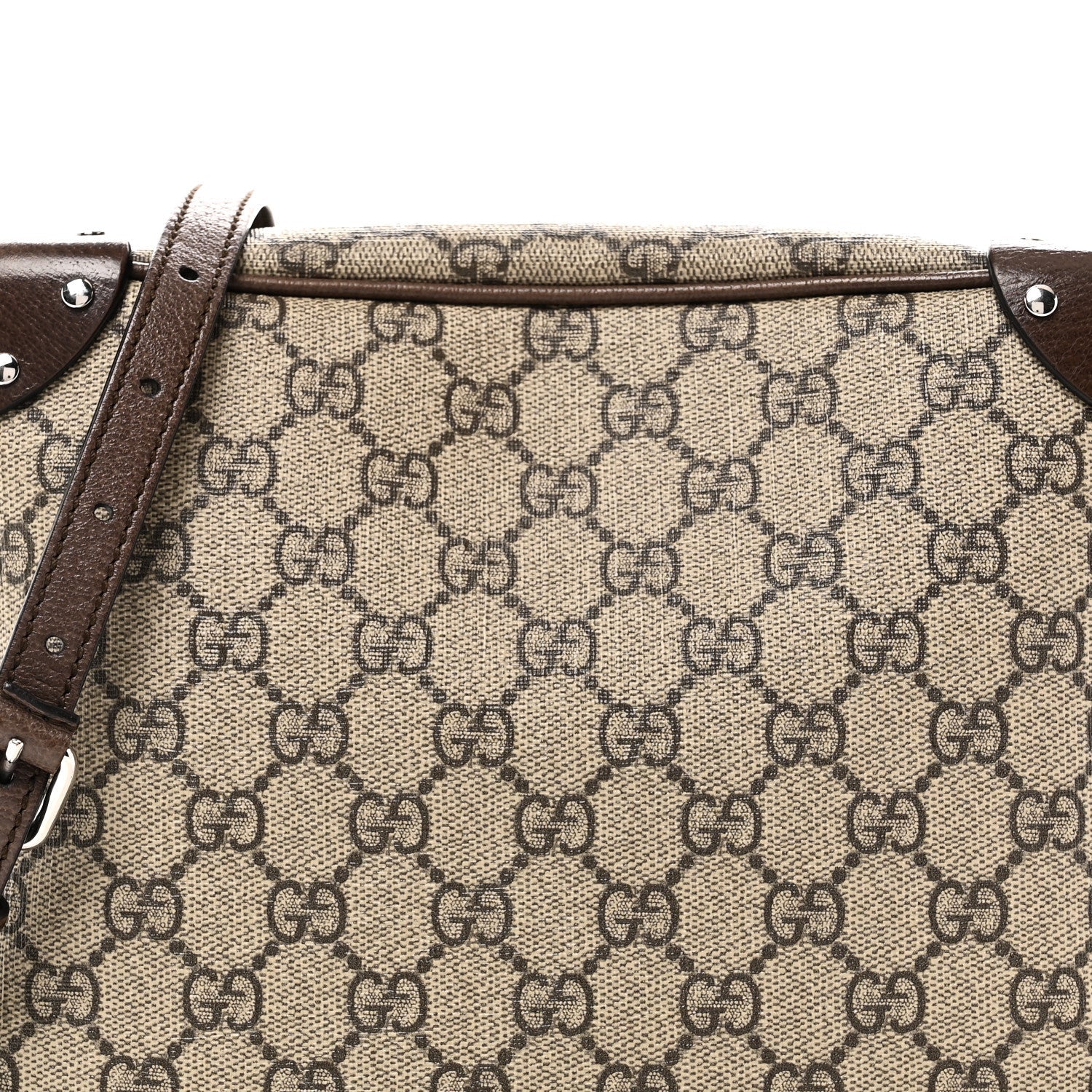 GG Supreme Monogram Textured Calfskin Square Messenger Bag Beige Ebony New Acero