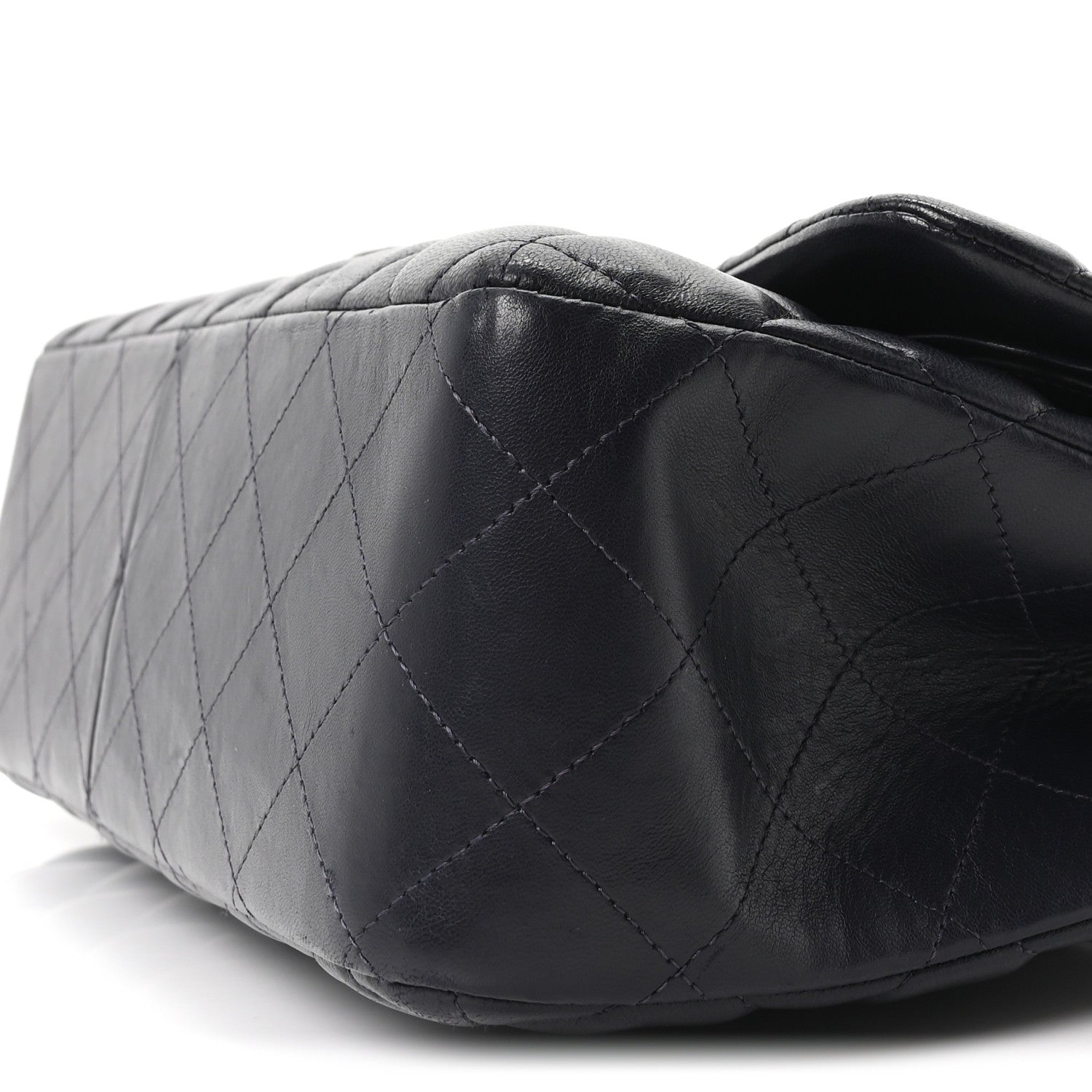 Lambskin Quilted Jumbo Double Flap Navy