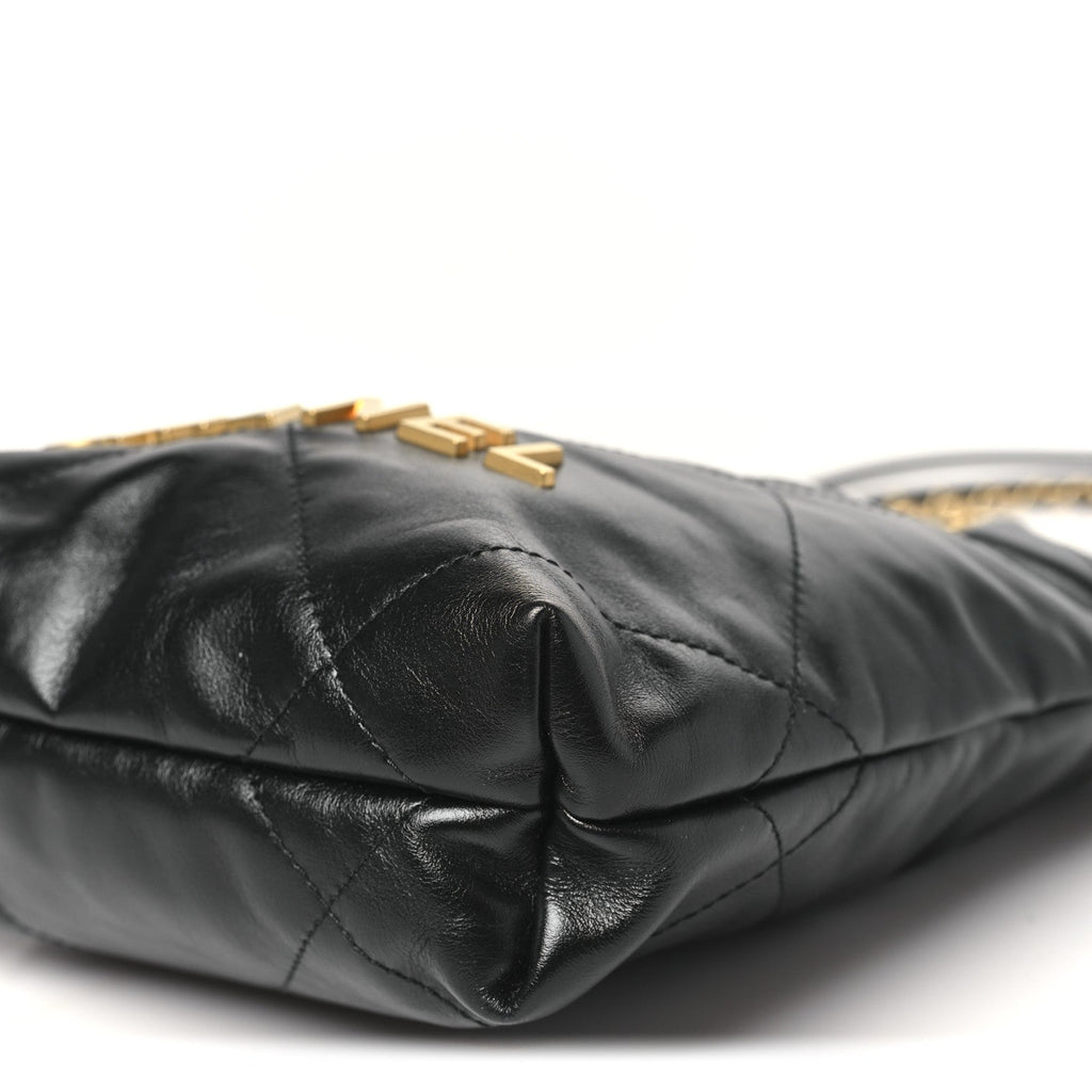 Shiny Calfskin Quilted Mini Chanel 22 Black