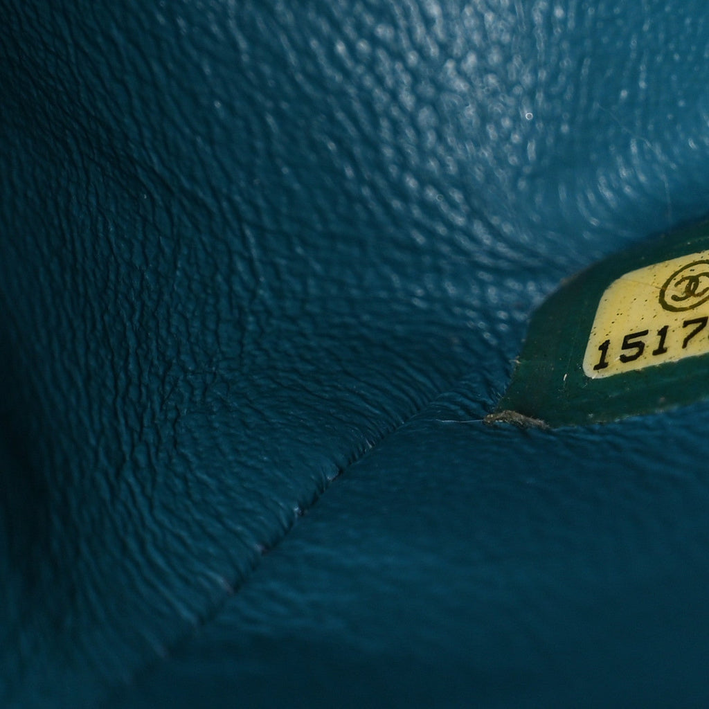 Lambskin Quilted Jumbo Double Flap Turquoise