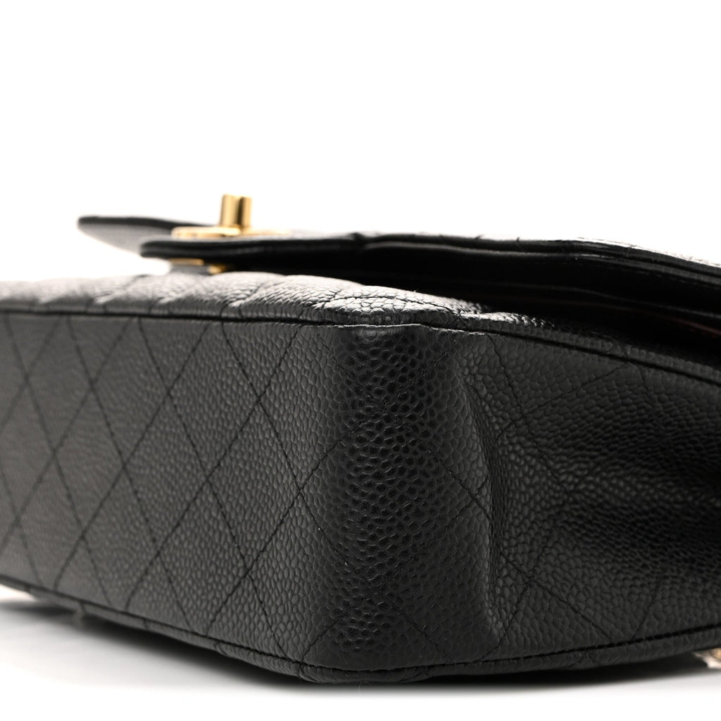Caviar Quilted Medium Double Flap Black