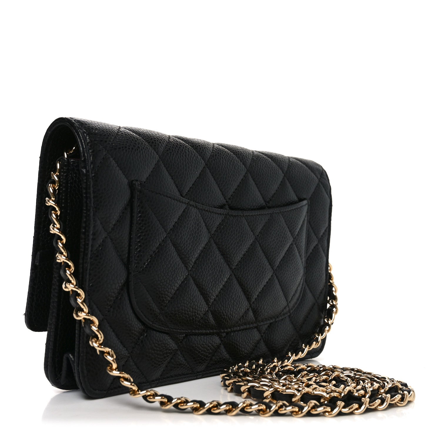 Caviar Quilted Wallet on Chain WOC Black