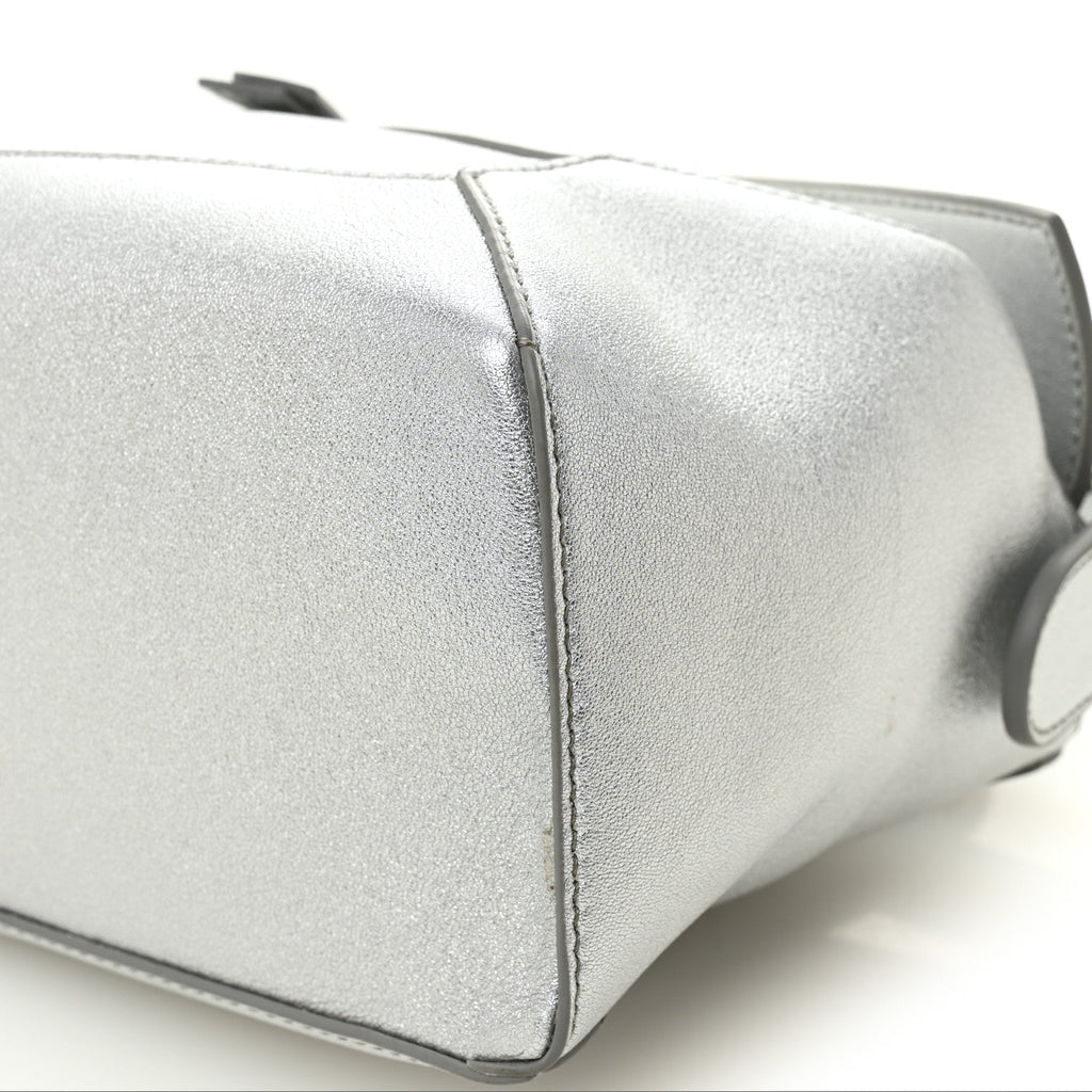 Laminated Lambskin Small Puzzle Edge Bag Silver