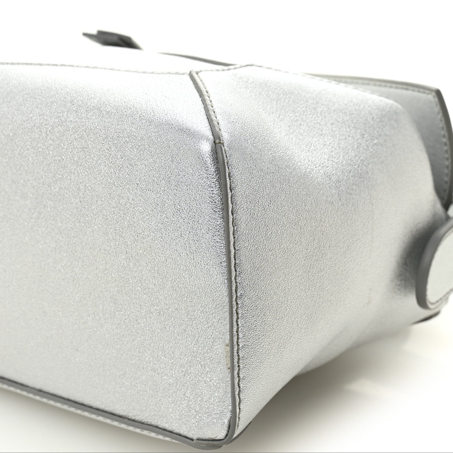 Laminated Lambskin Small Puzzle Edge Bag Silver