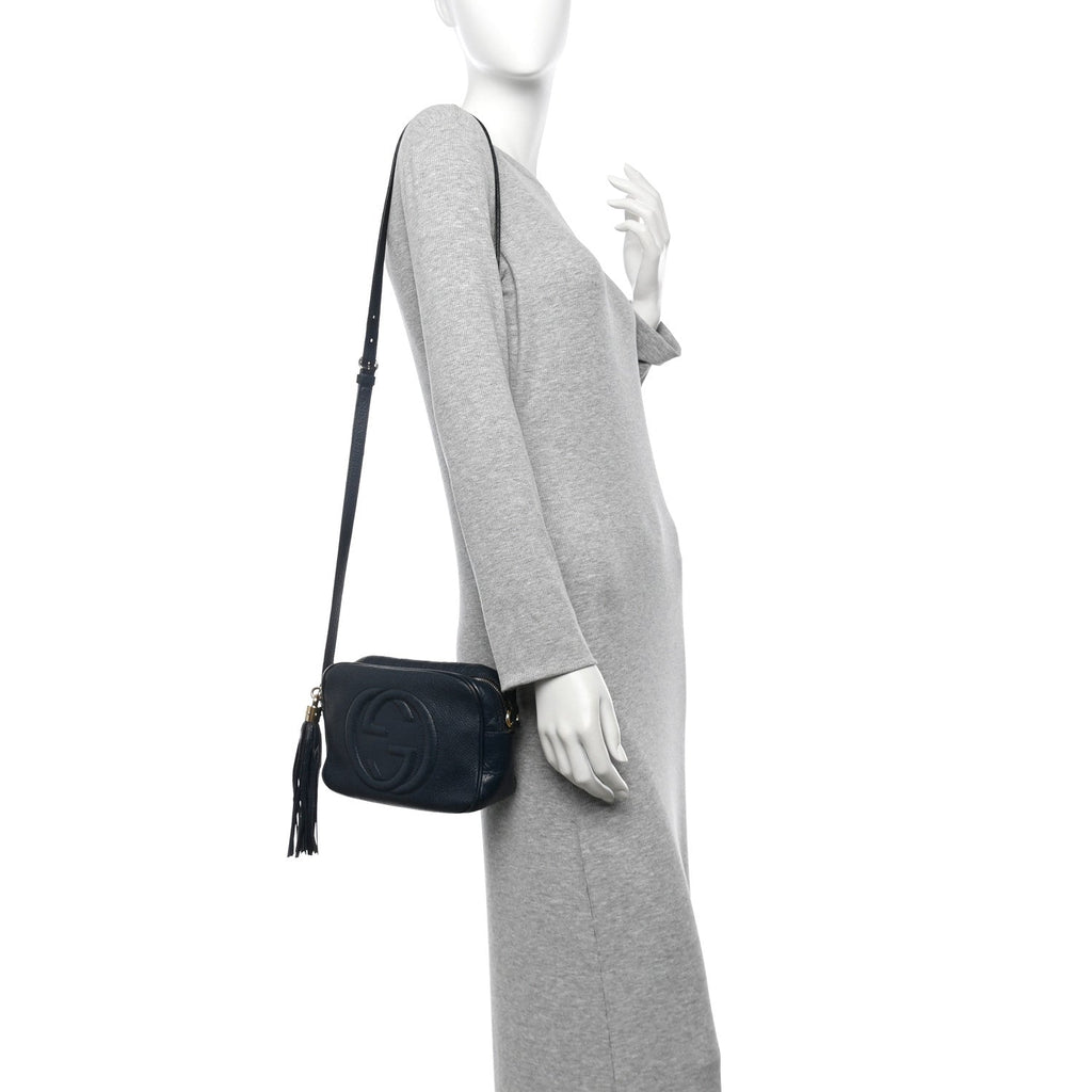Pebbled Calfskin Small Soho Disco Bag Blue