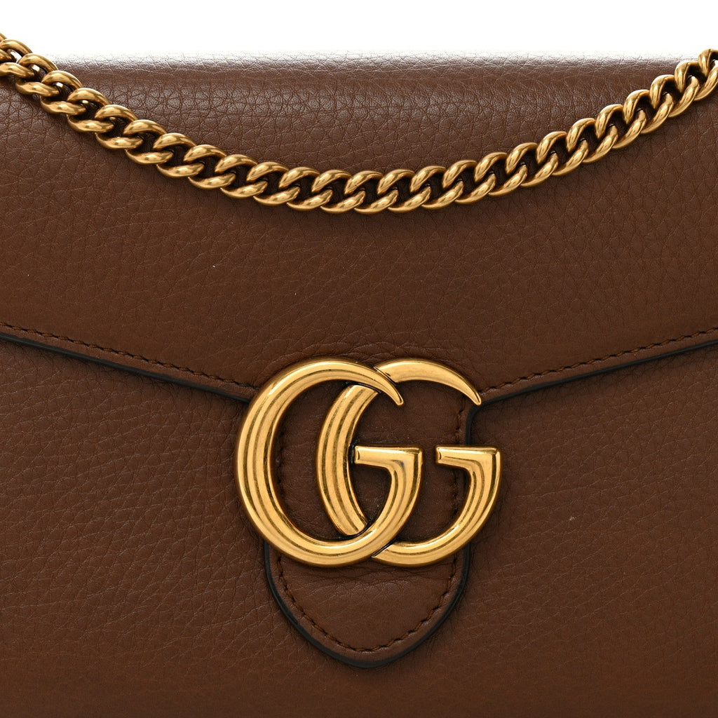 Cellarius Calfskin GG Marmont Chain Wallet Nut Brown