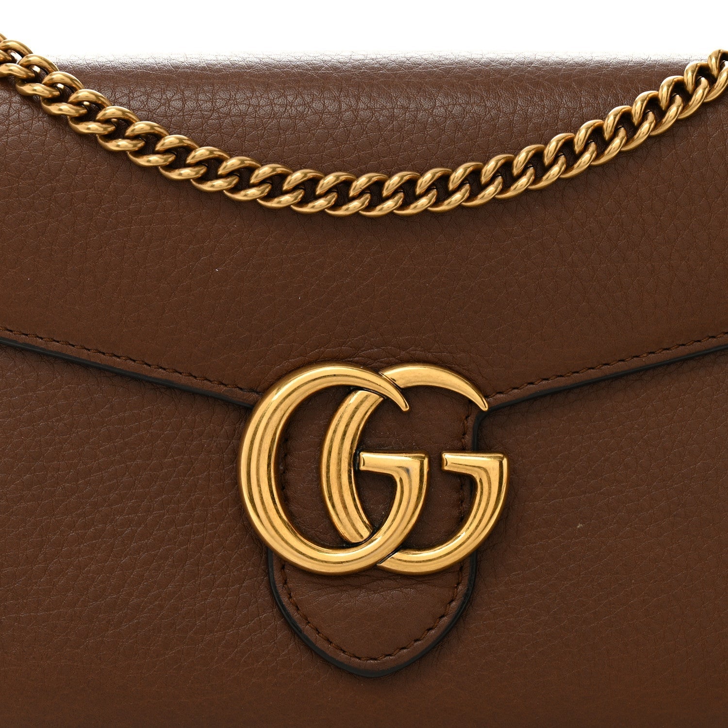 Cellarius Calfskin GG Marmont Chain Wallet Nut Brown