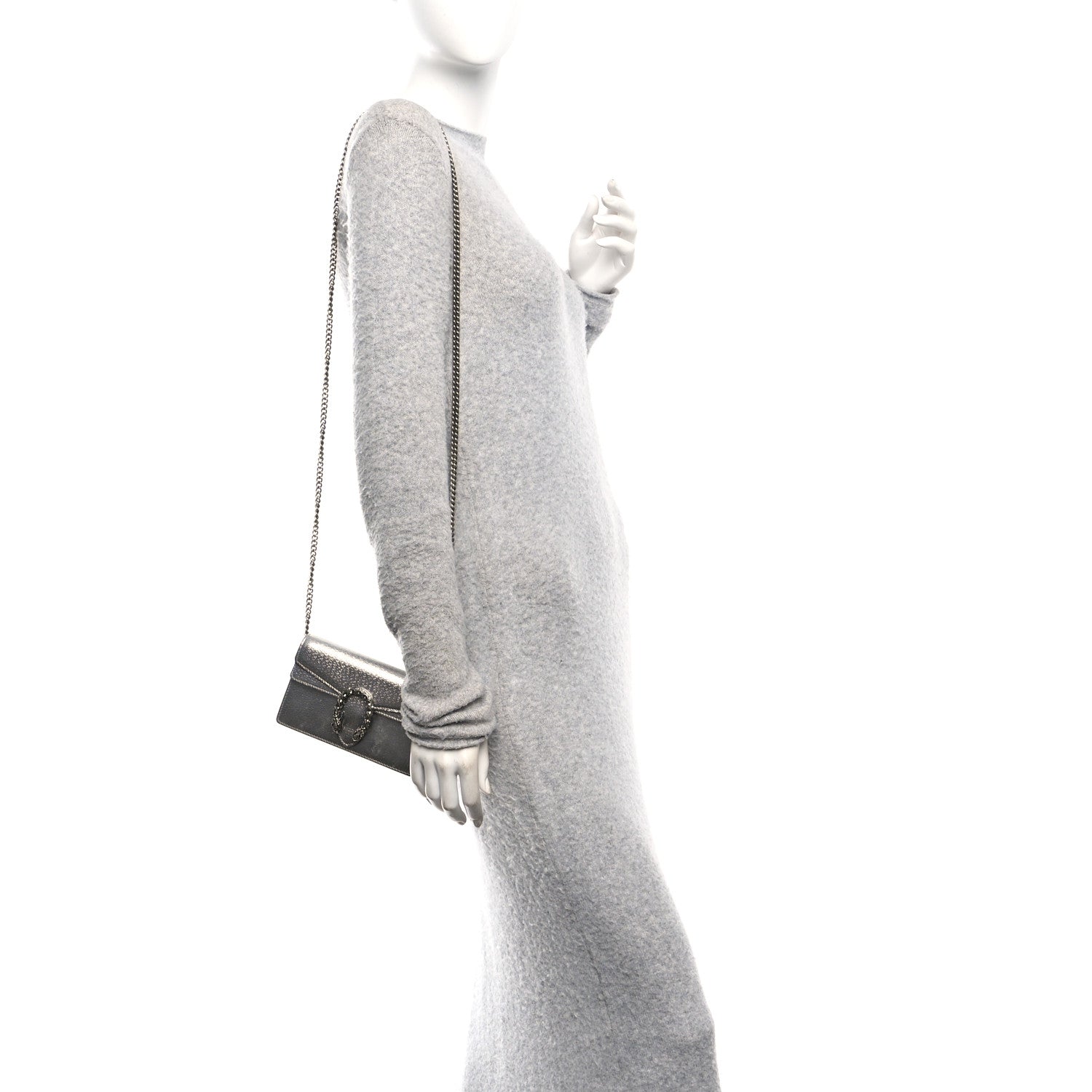 Metallic Calfskin Super Mini Dionysus Shoulder Bag Silver