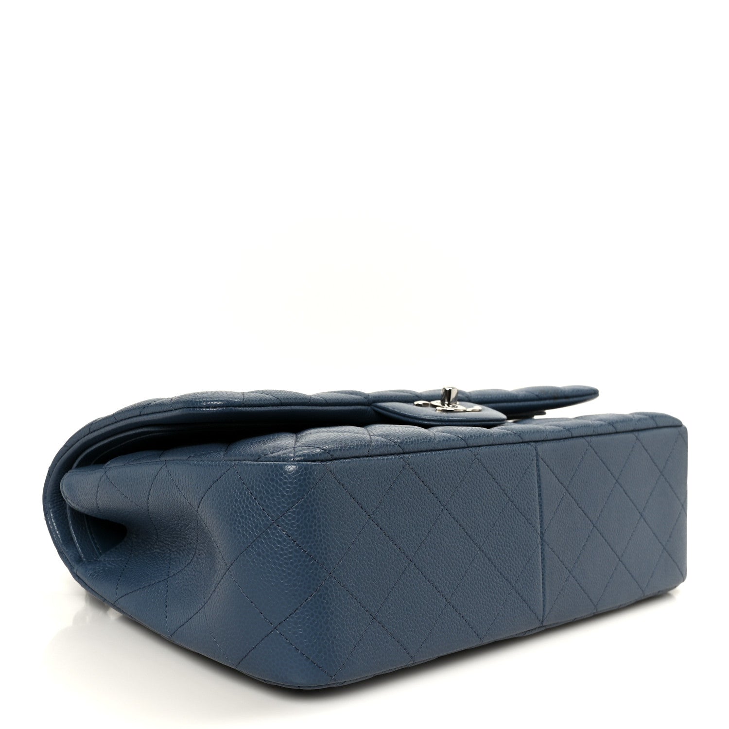 Caviar Quilted Jumbo Double Flap Blue