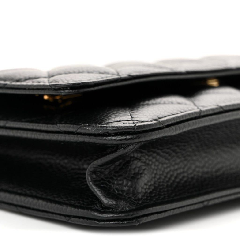 Caviar Quilted Wallet on Chain WOC Black