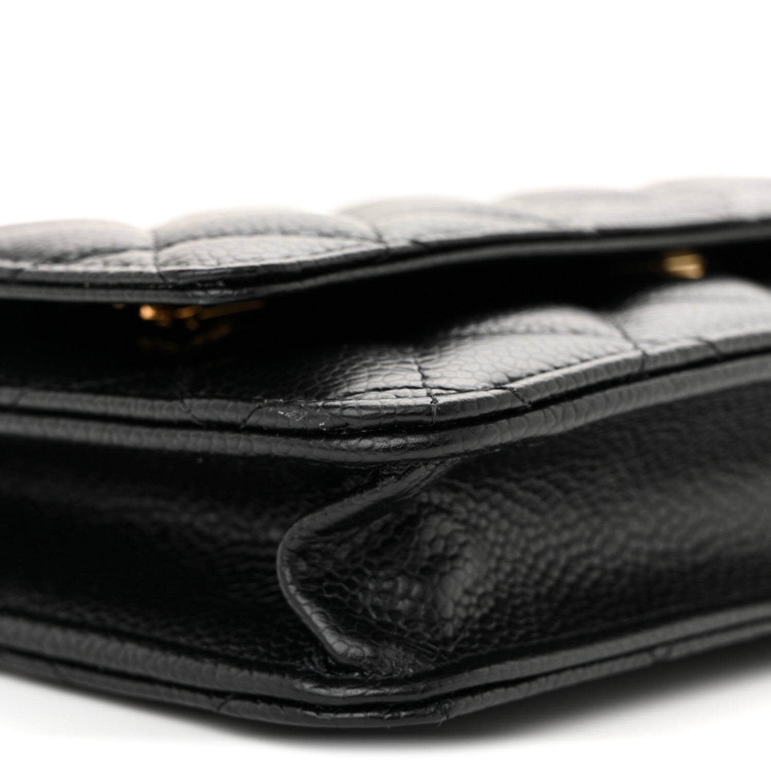 Caviar Quilted Wallet on Chain WOC Black