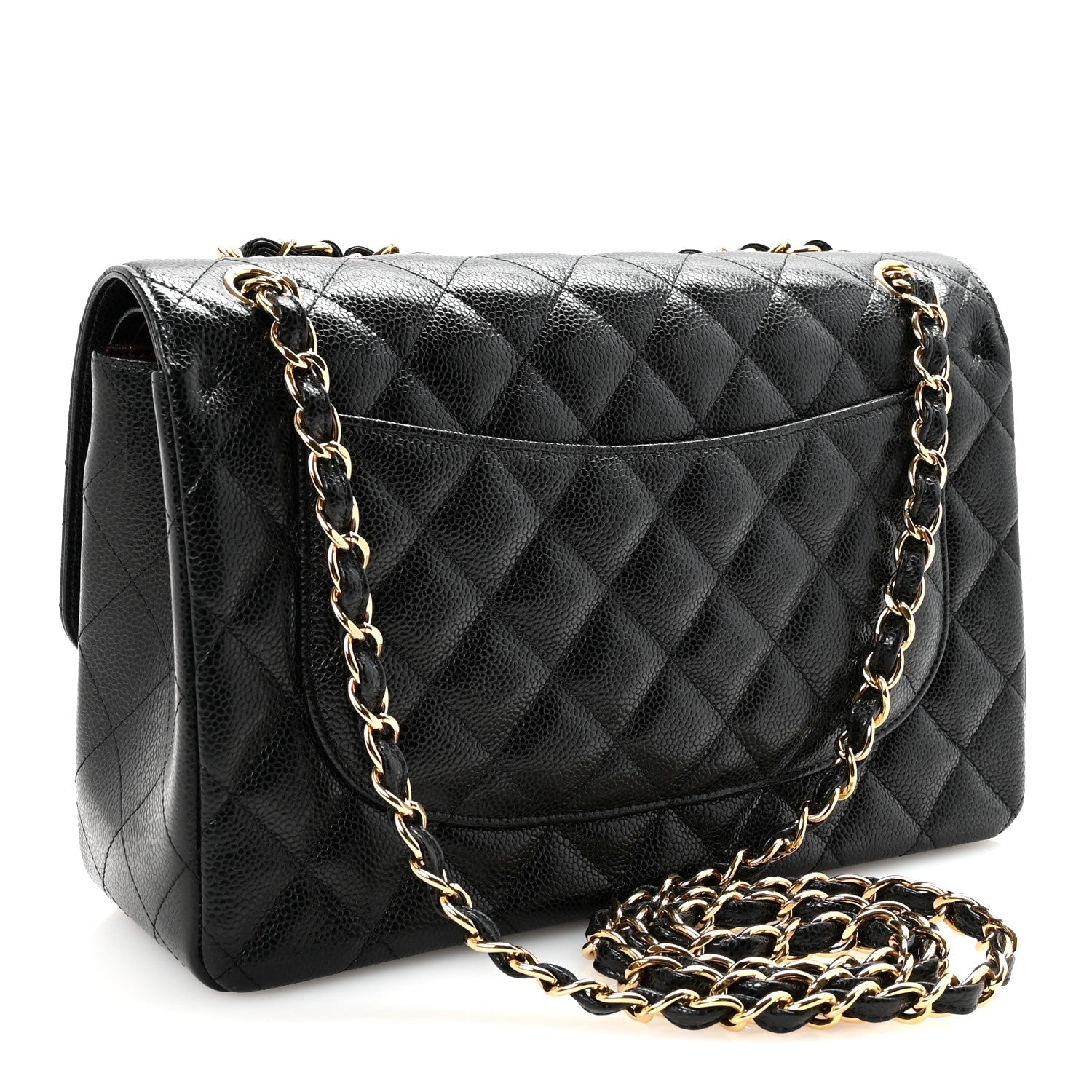 Caviar Quilted Jumbo Double Flap Black