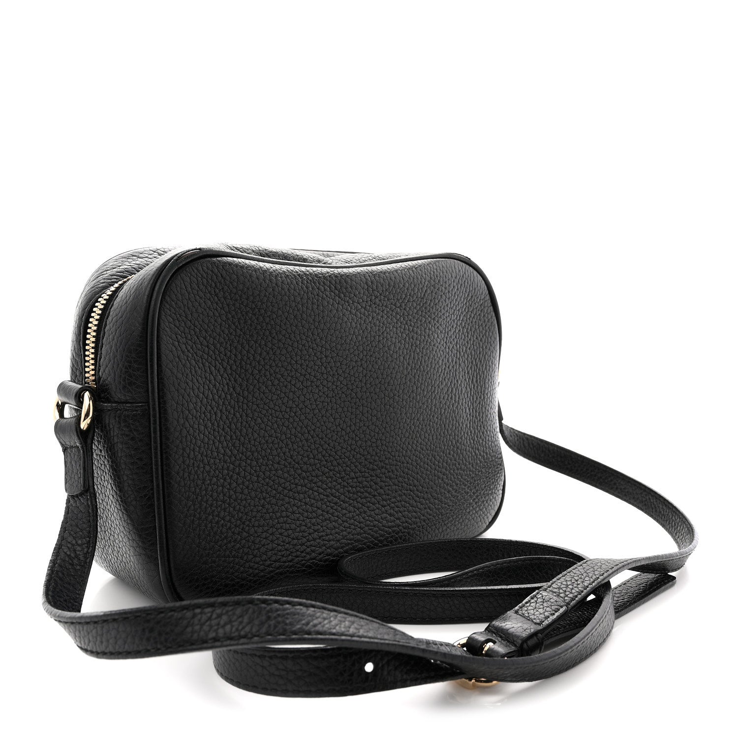 Pebbled Calfskin Small Soho Disco Bag Black