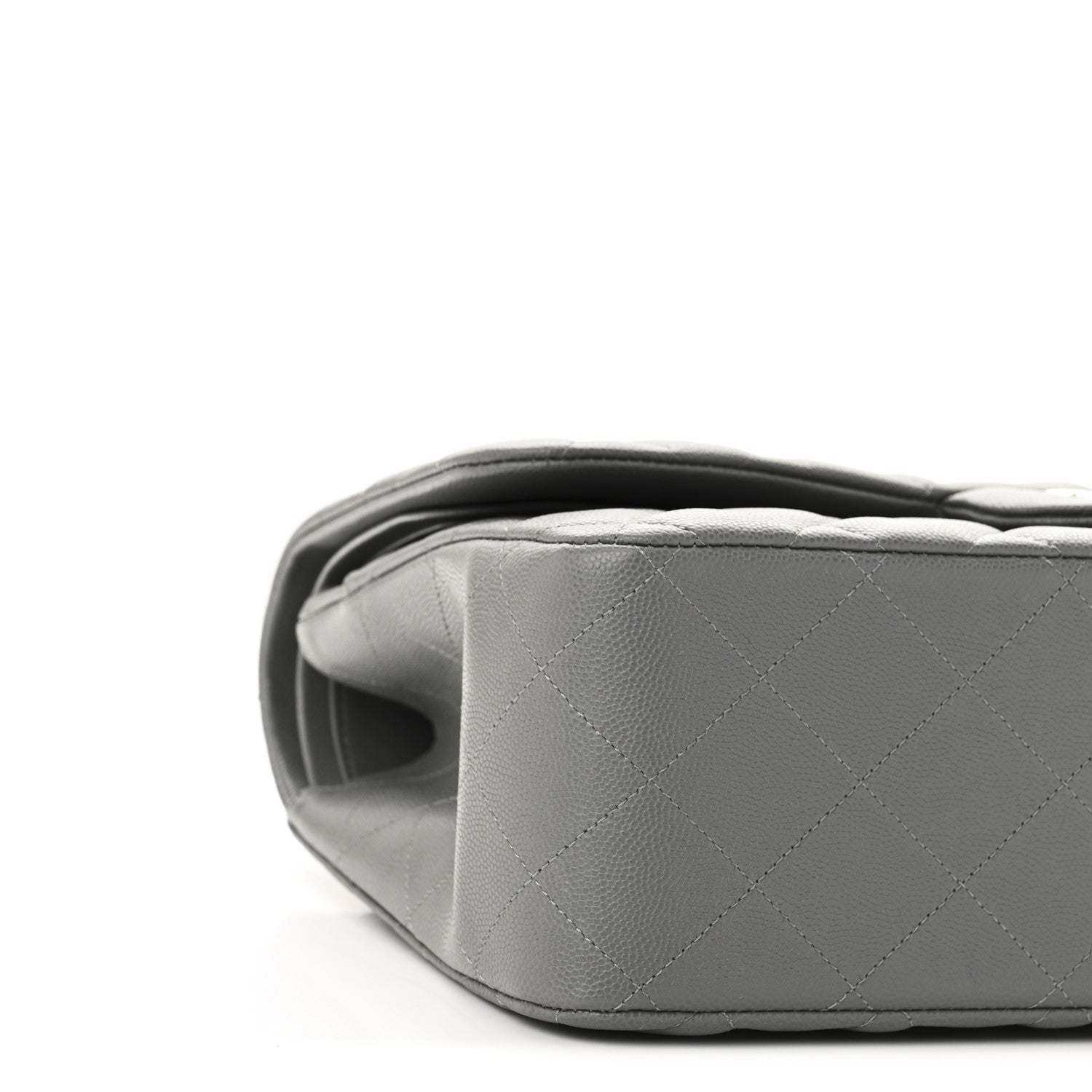 Caviar Quilted Jumbo Double Flap Grey