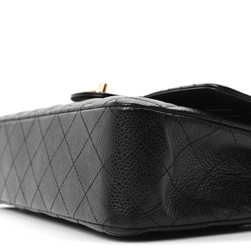 Caviar Quilted Medium Double Flap Black