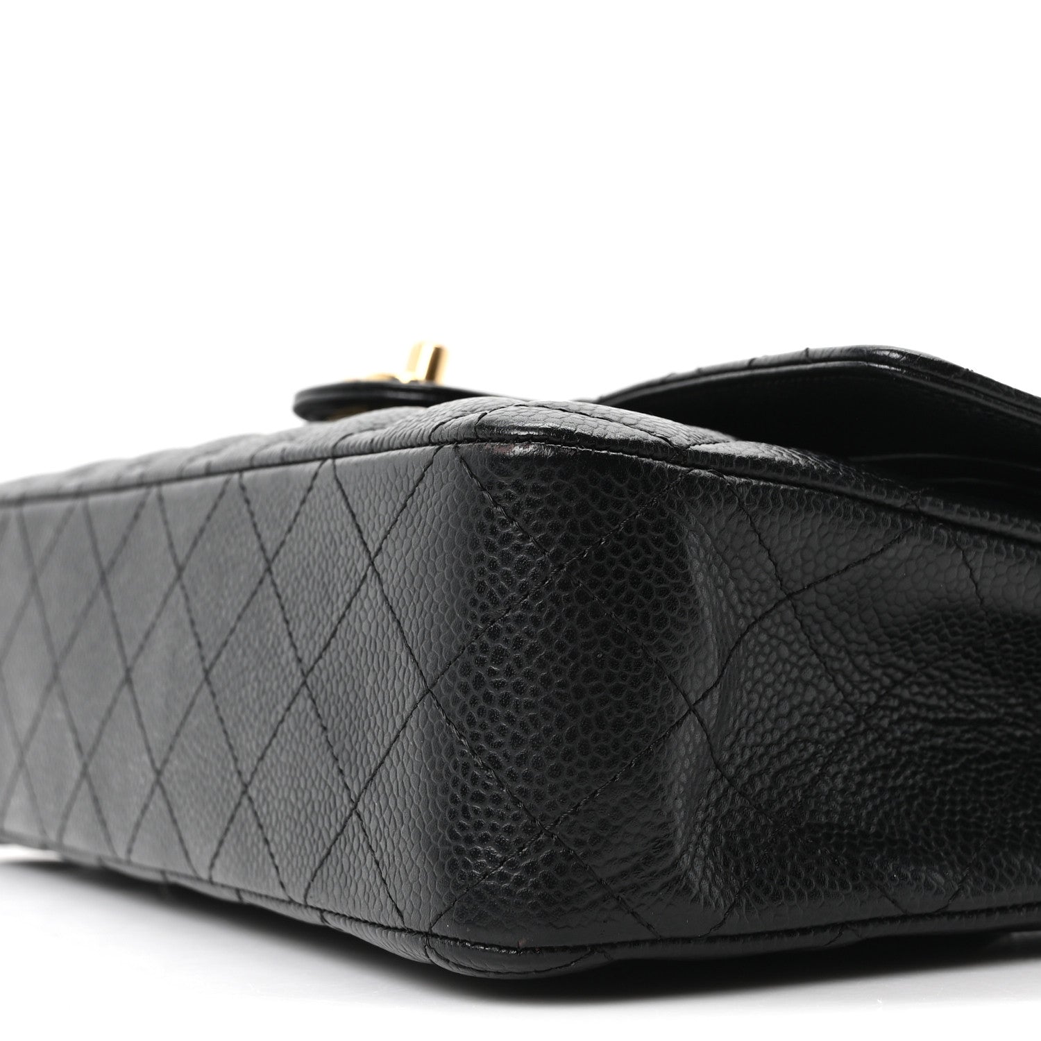 Caviar Quilted Medium Double Flap Black