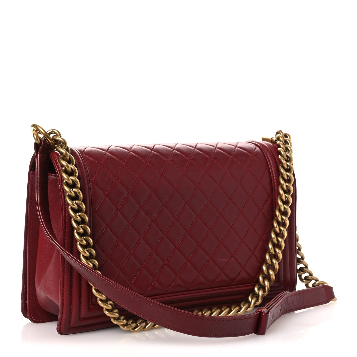 Lambskin Quilted New Medium Boy Flap Red